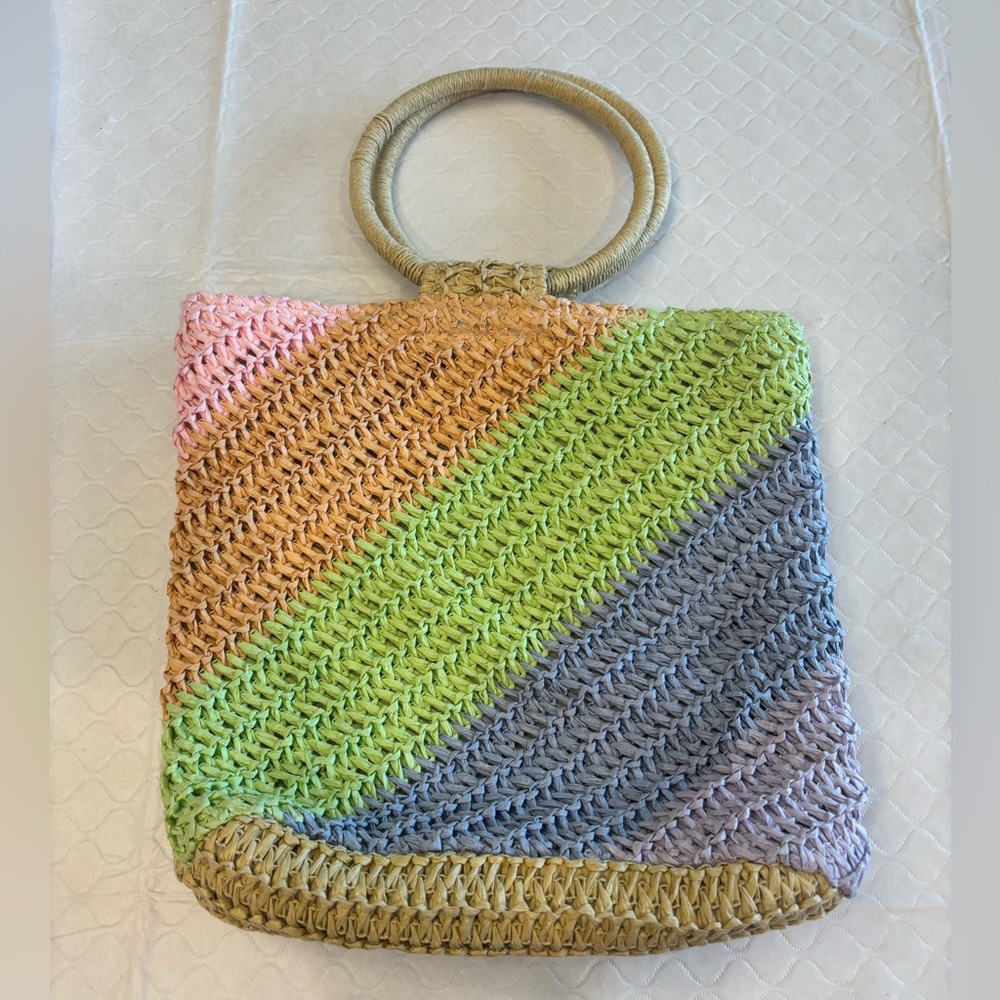 Art Class Woven Straw Tote Bag | Boho Summer Purse | Cute Handbag